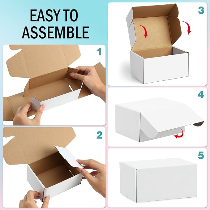 Shipping Boxes 9x6x2 inches White Small Mailing Boxes 25 Pack Cardboard - Image 2