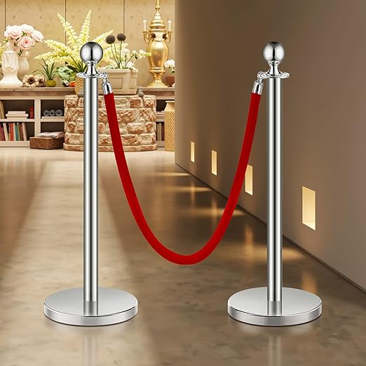 VEVOR Stanchions and Velvet Ropes 4Pcs, Hollow Base - Image 8