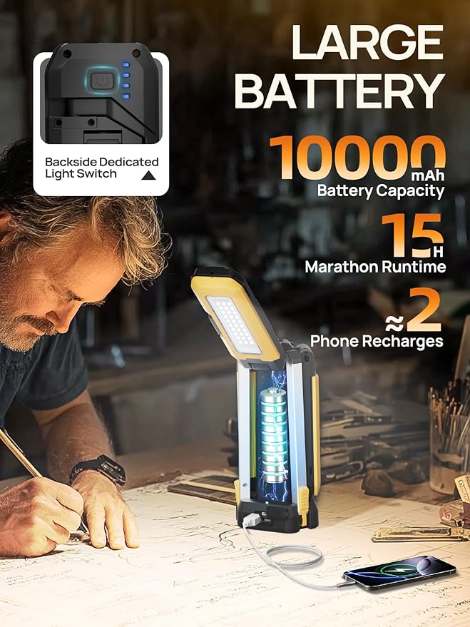 10000mAh Rechargeable LED Work Light - Image 6