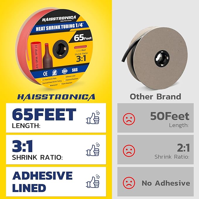 haisstronica 3:1 Heat Shrink Tubing, Shrink Ratio Adhesive Lined Marine Grade - Image 2