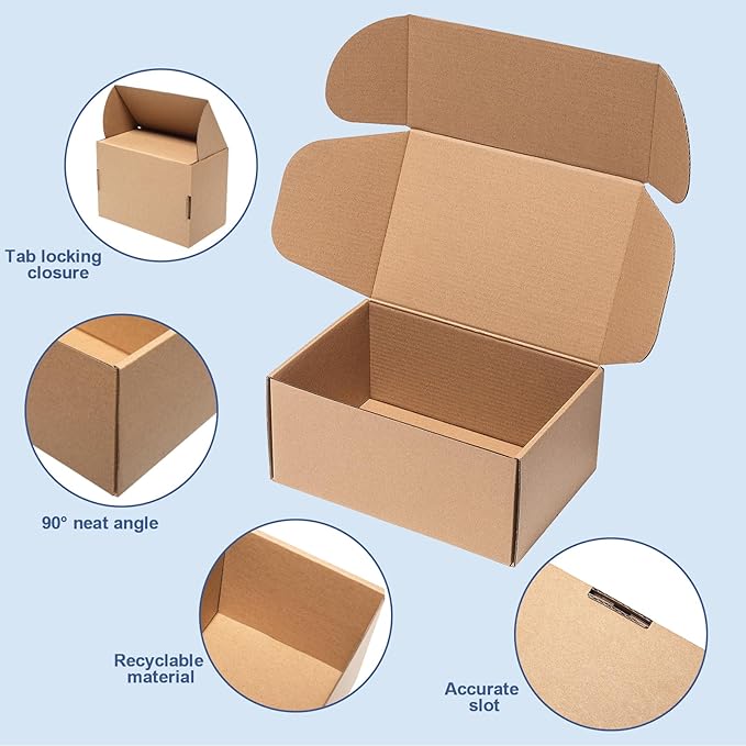 Shipping Boxes 9x6x4 inches 25 Pack Kraft Corrugated Cardboard Box Mailing - Image 4
