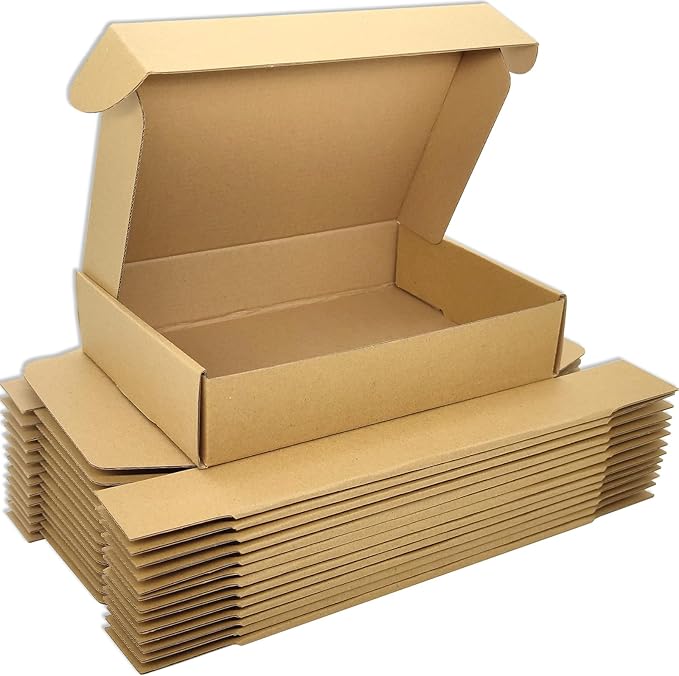 Small Brown Shipping Boxes for Small Business Pack of 25-9x6x2 inches Cardboard by Lmuze
