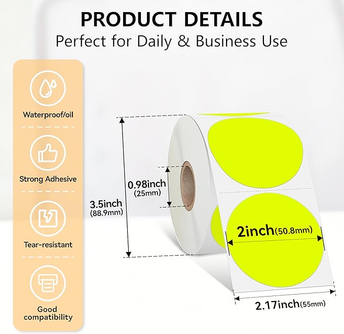 2 inch Dot Stickers Labels Circle Garage Sale Sticker 750Pcs Round Thermal - Image 3