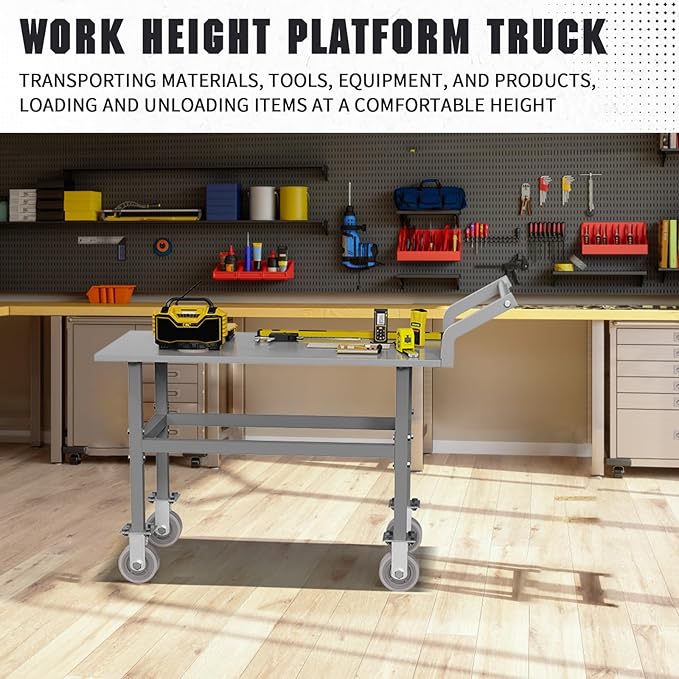 Work Height Platform Truck Cart, 2000LBS Weight Capacity Platform Cart - Image 2
