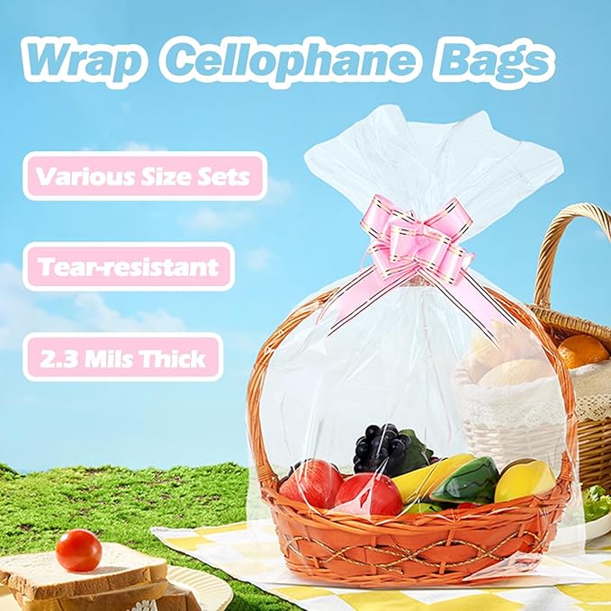 120 Packs Large Clear Cellophane Bags 14x20 18x24 24x30 Inches Jumbo Gift - Image 3