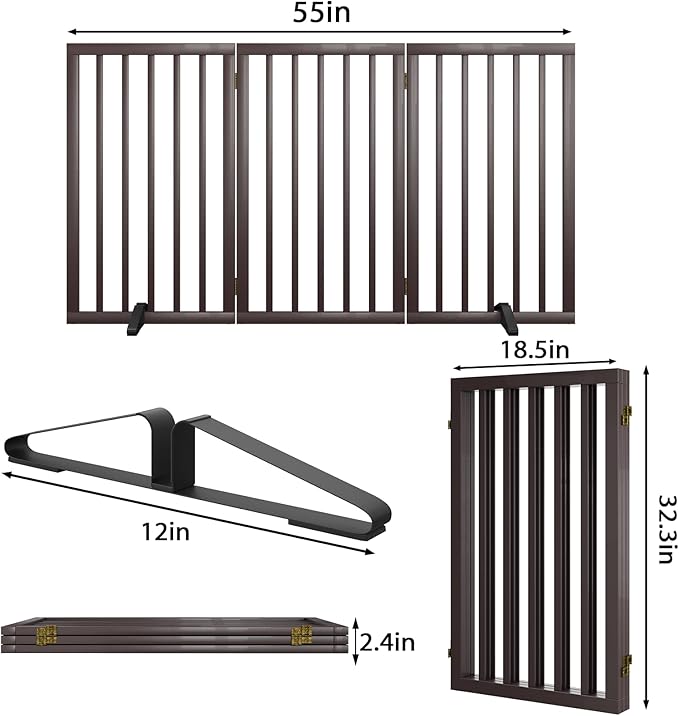 Dog Gate for Doorways 32" Tall Freestanding Dog Gate for Stair Foldable Pet - Image 6