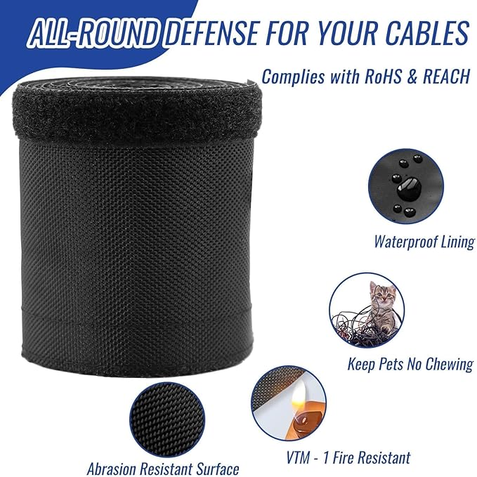1" - 6.6FT Chew Proof Cord Protector from Pets, Automotive Wires - Image 3
