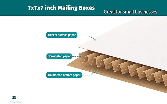 White 7x7x7 inches Shipping Boxes, Corrugated Cardboard 7x7 Box - Image 2