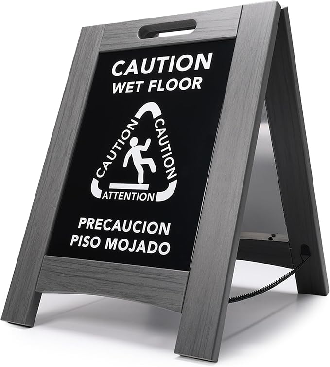Premium Outdoor Composite Caution Wet Floor Sign – Bilingual w/Non-Skid Plastic by WholesaleHotelProducts