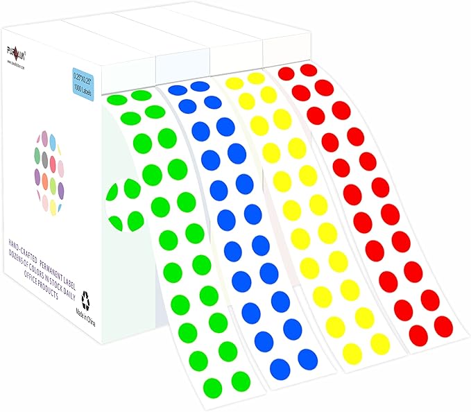 PARLAIM 1/4 Inch Round Adhesive Color-Code Dot Stickers, 4000 Circle Coding by PARLAIM