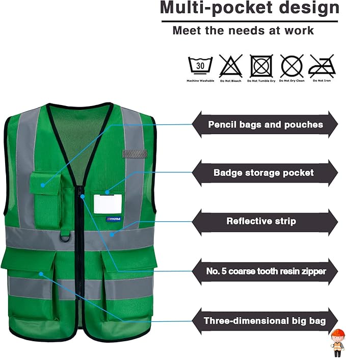 3xl green safety vests reflective - Image 3