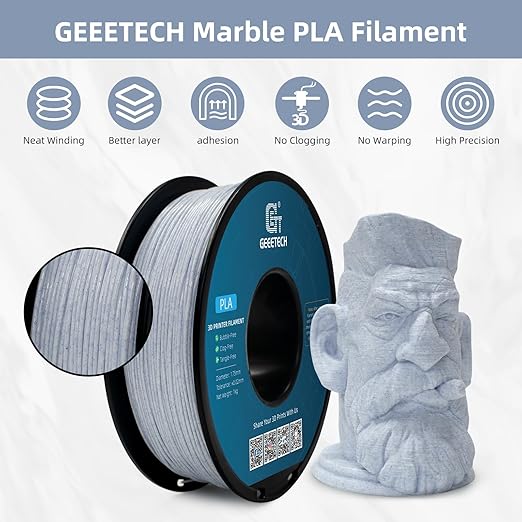 Geeetech Marble PLA Filament, Stone-Like Appearance, 1.75mm 3D Printing - Image 2