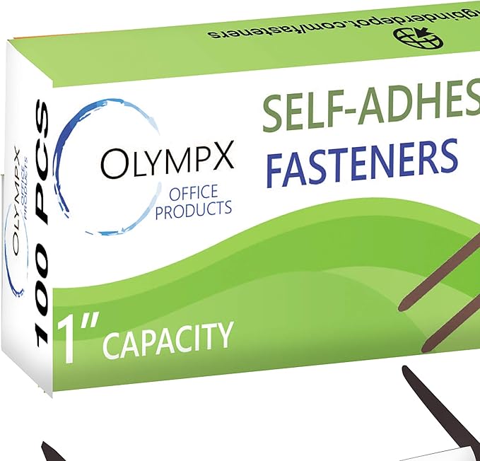 OLYMPX 100 Pcs of 1” Capacity Premium Self Adhesive Prong Paper Fastener Bases - Image 5