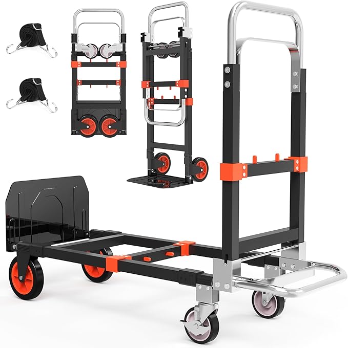 3-in-1 Heavy Duty Folding Hand Truck, 500LB Capacity Convertible Steel Dolly by Unknown