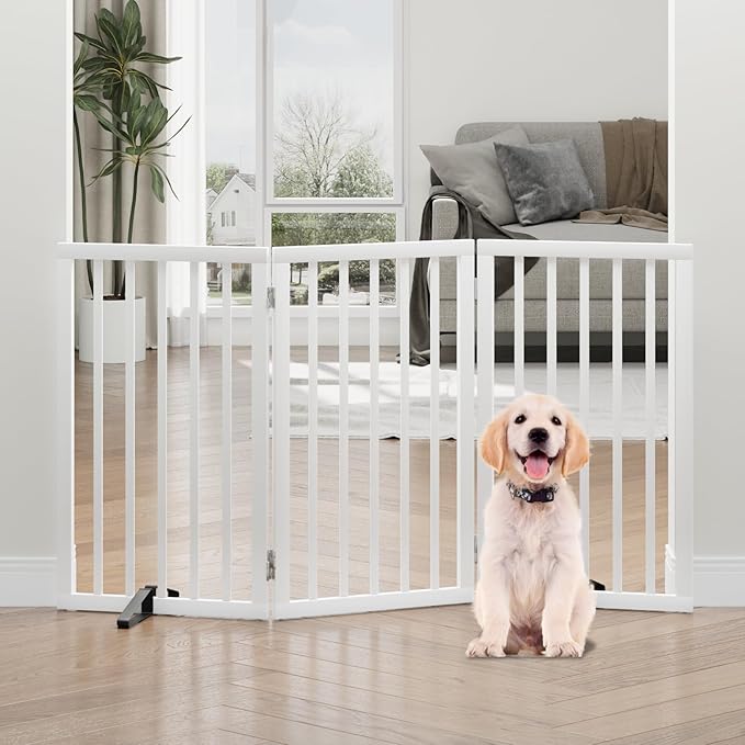 Dog Gates for Doorways, Tall Dog Gate Indoor, Foldable Pet Gates for Doorways by Algherohein