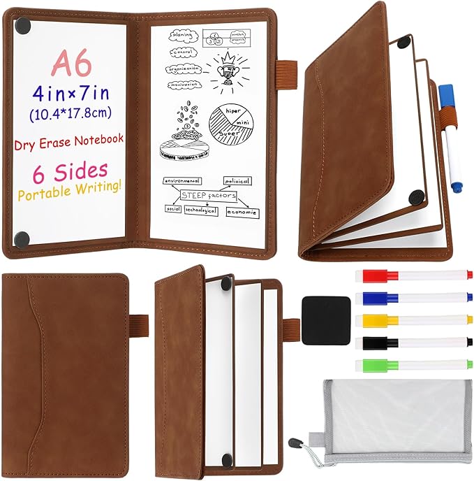 6 Sides Whiteboard Notebook Portable Whiteboard Dry Erase Notebook Portable Dry by Feifeiya