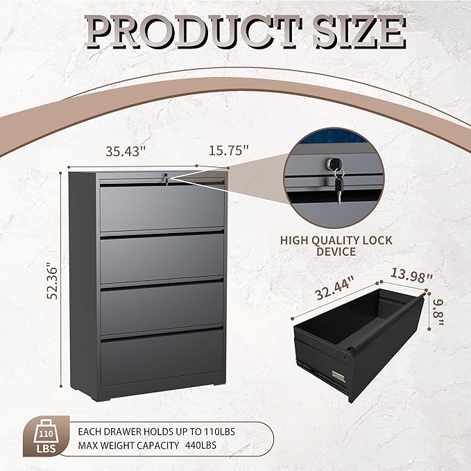 4 Drawer Lateral File Cabinet - Image 3