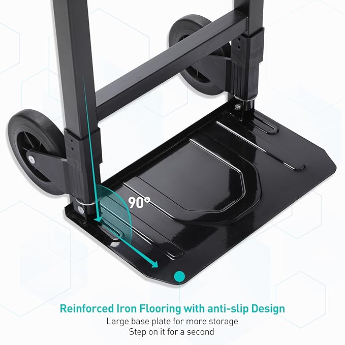 RedSwing Dolly Cart Folding Hand Truck, Portable Convertible Dolly Heavy Duty - Image 4