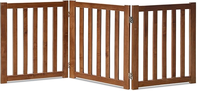 LZRS 3-Panel Wooden Free Standing Foldable Dog Gate Indoor – 24" High, by LZRSPET