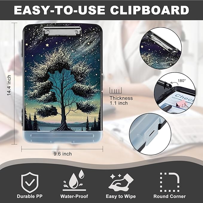Clipboard with Storage, Heavy Duty Plastic Storage Clipboard with Low Profile - Image 3