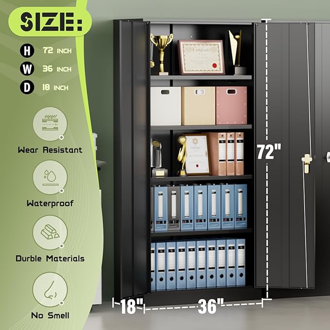 SUNCROWN 72" Metal Storage Cabinet - Image 3