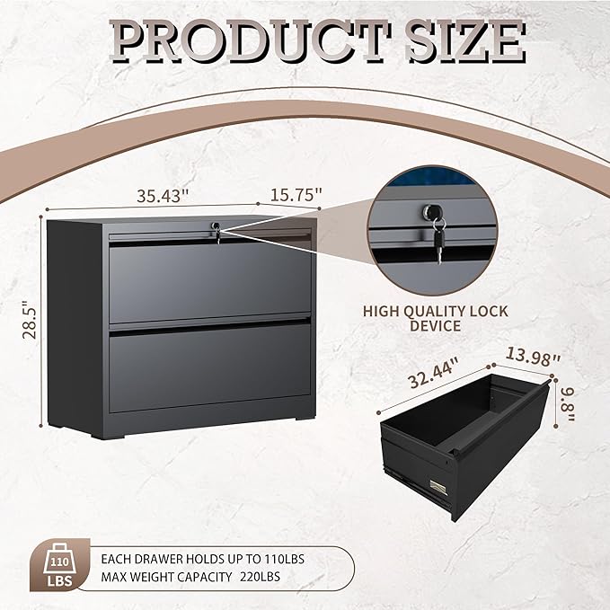 2 Drawer Lateral File Cabinet - Image 3