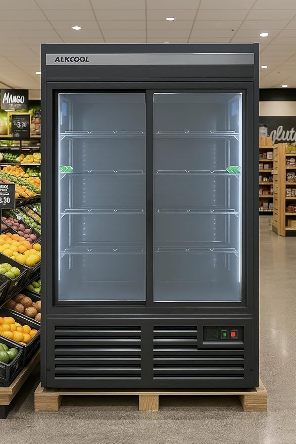 Commercial Beverage Refrigerator Display Fridge, Two SLIDING Glass Door Drink by NAFCOOL