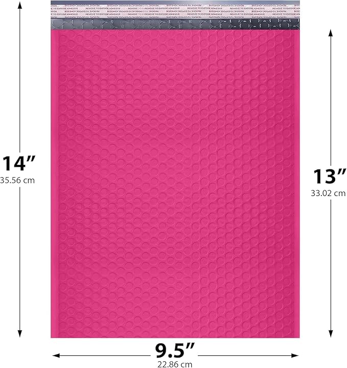 Hot Pink 10x13 Inch Poly Bubble Mailers |Self Seal Padded Envelopes - Image 2