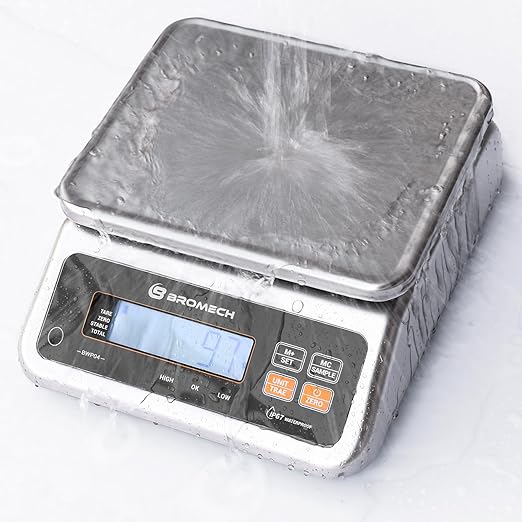 Food Scale Pound and Ounce, Rechargable, Commercial Grade, Stainless Steel by BROMECH