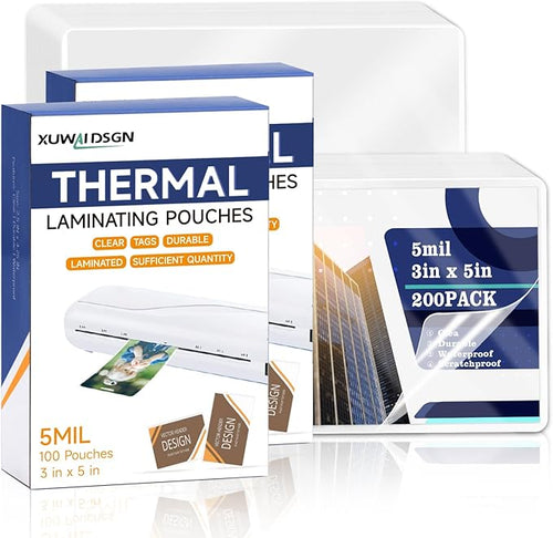 200 Pack 5mil 3“x5" Thermal Laminating Pouches Badge Laminate Pouches Clear by XUWAIDSGN