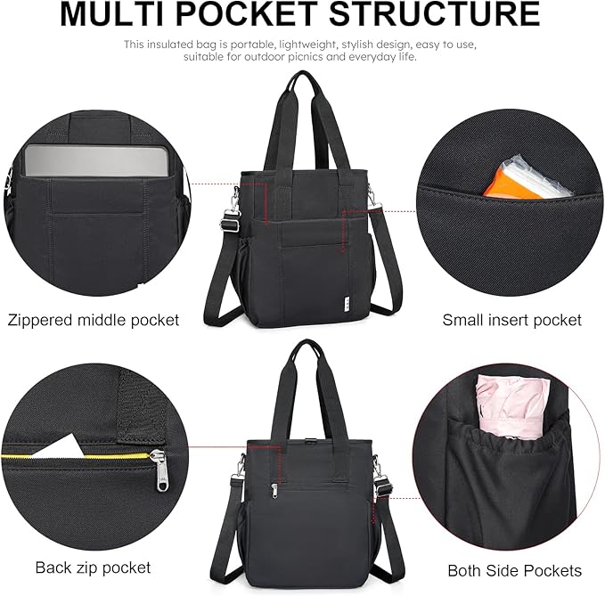 NOL Insulated Lunch Bag for Women, Large Spacious Lunch Tote Bag - Image 4