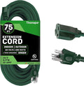 Weatherproof Outdoor Extension Cord 75 ft, 16/3 SJTW 75ft Green Extension Cord by Thonapa