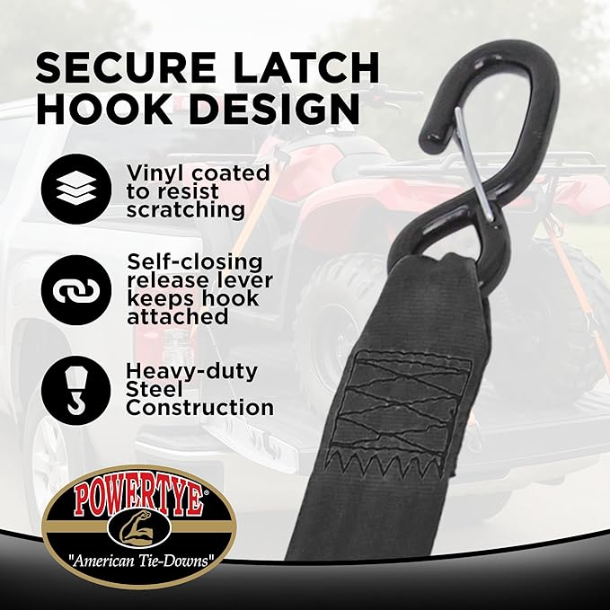 PowerTye - 2 inch x 10ft Long Retractable Ratchet Tie Down Strap - - Image 6