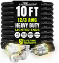 10ft Outdoor/Indoor Extension Cord 3-Outlet 12/3 Gauge Extra Heavy Duty 3 Prong by LifeSupplyUSA