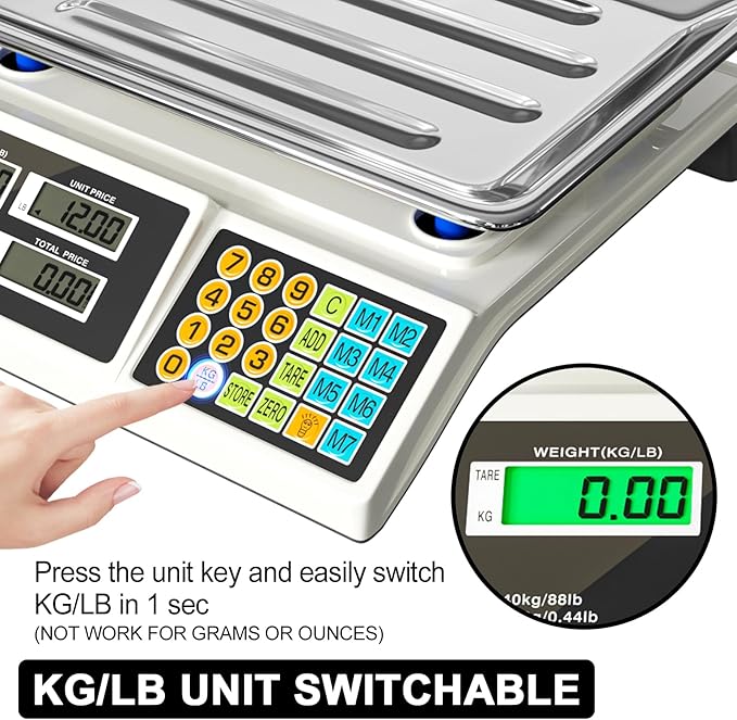 Price Computing Scale 88lb/40kg LCD Digital Commercial Price Scale - Image 5
