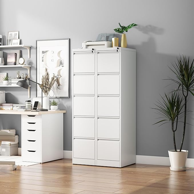 5 Drawer File Cabinet with Lock, Vertical Filing Cabinets - Image 8