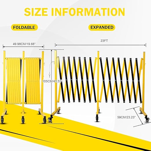 23FT Traffic Barricade with Casters, Metal Expandable Barricade, Folding - Image 3