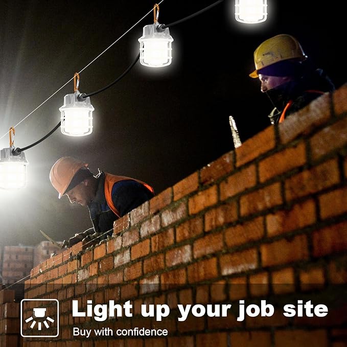 NS 100ft LED Construction String Lights, 150W 15000lm LED String Work Lights - Image 3