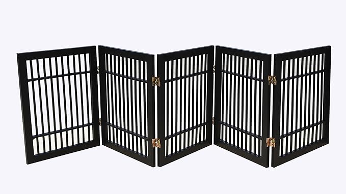 Pet Dog Gate Strong and Durable Freestanding Folding Acacia Hardwood Portable by Urnporium
