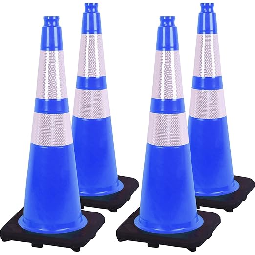 Fluorescent Orange/Green PVC Traffic Cones, Heavy Black Base Parking Lot Cone by OranLite