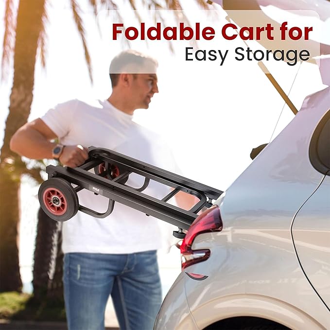 Pyle Compact Folding Adjustable Equipment Cart - Image 6