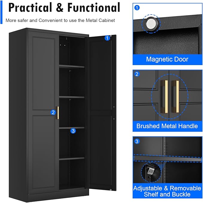 Pantry Cabinet, 71 Inch Tall Kitchen Storage Cabinet, Metal Pantry Cabinet - Image 7