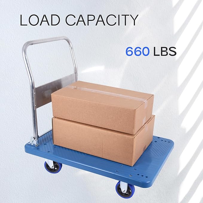 Doppy Flatbed Cart, 660lbs Heavy Duty Capacity Platform Hand Truck 360 Degree - Image 5