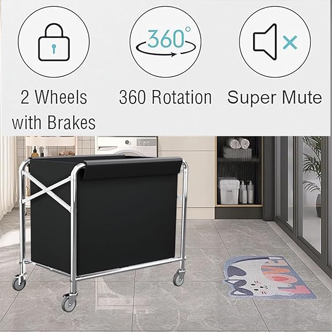 Commercial Laundry Cart 12 Bushel Collapsible Laundry Baskets - Image 8
