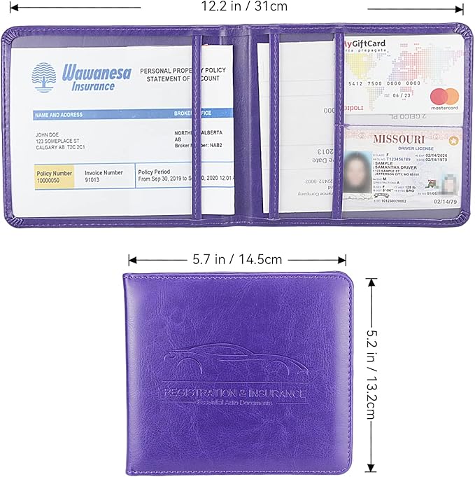 Car Registration and Insurance Holder, Premium Pu Leather Vehicle Glove Box - Image 2