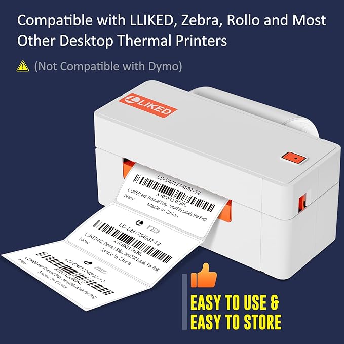 L LIKED 4" x 2" Direct Thermal Labels, Permanent Adhesive Barcode Shipping - Image 7