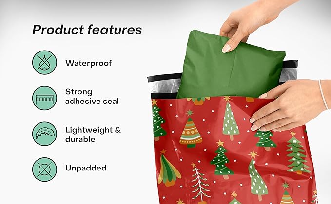 10x13 Poly Mailers – Christmas Tree – Waterproof, Tear-Resistant Shipping Bags - Image 4