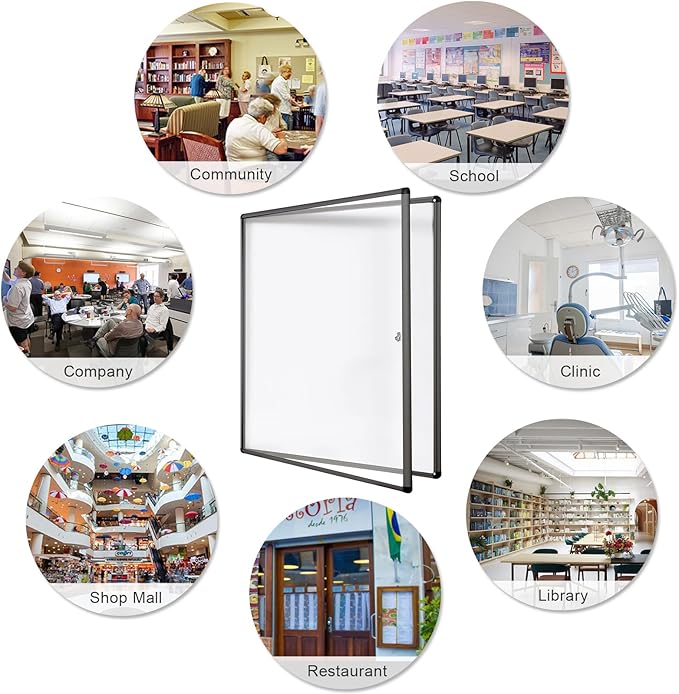 SWANCROWN Enclosed Bulletin Board Black Frame Enclosed Display Case, - Image 9