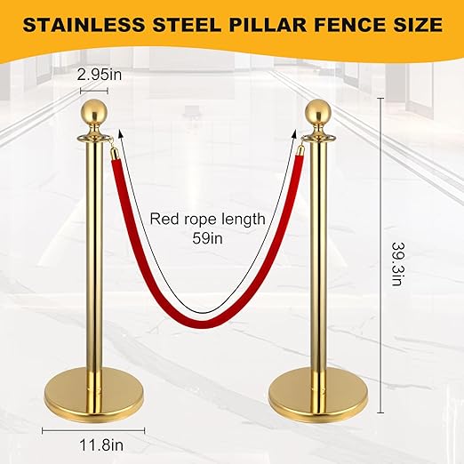 6pcs Gold Stanchions and Red Velvet Ropes 4pcs - Image 5