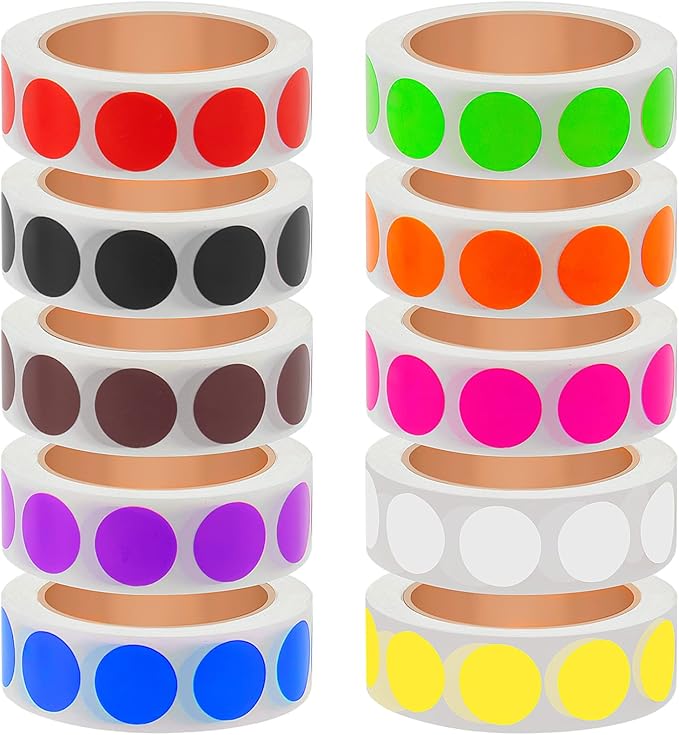 5000 PCS 1/2 Inch Solid Round Color Coding Labels Roll, Self-Adhesive Circle by LIFJOY